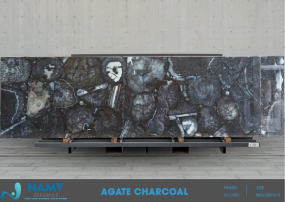 Gạch lát cầu thang màu đen Agate Charcoal tại Tổng kho gạch NAMY